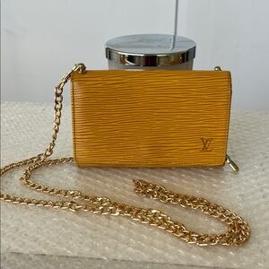 Louis Vuitton Yellow Epi Leather Crossbody Wallet with Chain Strap